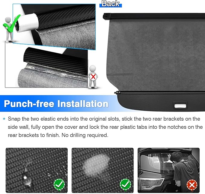 Powerty Retractable Cargo Cover for Mitsubishi Outlander 2013-2019 (Manual Liftgate), Canvas Trunk Cover Privacy Screen Rear Security Shade for Outlander Accessories(Not for Electric Liftgate)