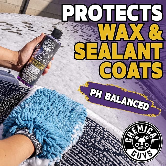 Chemical Guys CWS619 Black Light Foaming Car Wash Soap & Refill Kit, 2 Bottles - (1) 16 oz and (1) Gallon (Works with Foam Cannons, Foam Guns or Bucket Washes) 144 oz