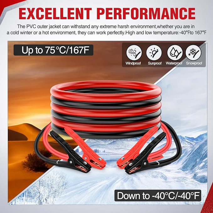 Nilight Jumper Cables for Car Battery 6 Gauge 12 FT Booster Cable Heavy Duty 450 A CCA with Carrying Bag Jump Start Emergency Kit Pickup Vans SUV Sedan Motorcycle