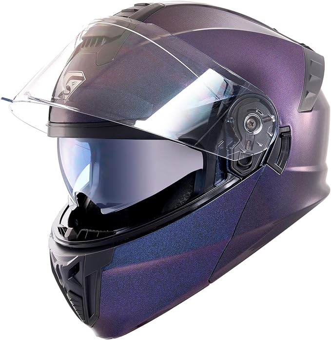 KYPARA Motorcycle Dual Visor Flip up Modular Full Face Helmet with DOT Certification of Impressionism