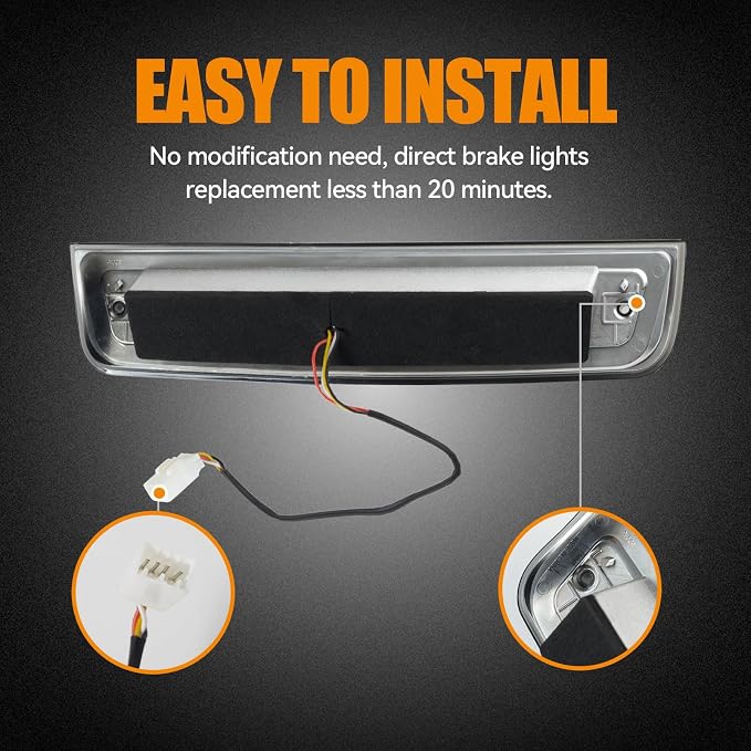 Third 3rd Brake Light LED for 2009-2017 Dodge Ram 1500, High Mount Rear Brake Lights Assembly for 10-17 Ram 2500 3500, Waterproof Center Cab Lamp Cargo Stop Light