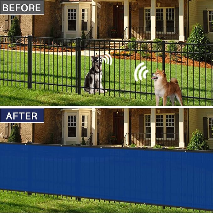 Windscreen4less Privacy Fence Screen Heavy Duty Windscreen Fencing Mesh Fabric Shade Net Cover with Brass Grommtes for Outdoor Wall Garden Yard Pool Deck, 8'x32' Blue