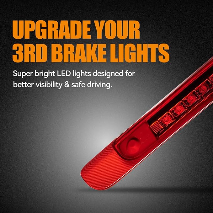 Third 3rd Brake Light LED for 1998-2007 Toyota Land Cruiser, High Mount Rear Brake Lights Assembly for 98-07 Toyota Land Cruiser without Spoiler, Waterproof Center Cab Lamp Stop Light (Red)