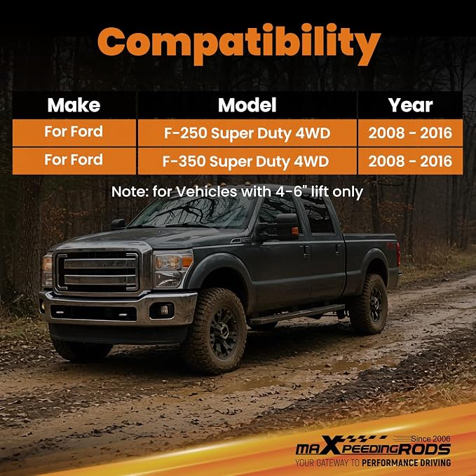 maXpeedingrods Extended Brake Lines for Ford F-250 F-350 Super Duty 4WD 2008-2016 w/4-6" Lift, Front Stainless Steel, DOT Approved