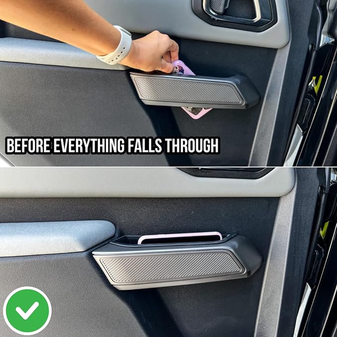 4-Door Handle Storage Compatible with 2026 2025 2024 2023 2022 2021 Ford Bronco Interior Accessories 4 Door Front Rear Grab Handle Pocket Organizer - ABS Plastic (Not for Bronco Sport)