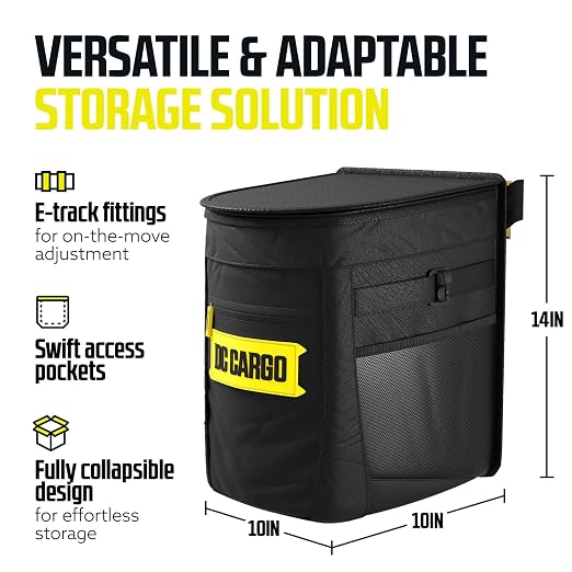 DC Cargo Mall E-Track Garbage Can – Spill-Proof Trash Cans for Trailers and RV’s – 2.5 Gallon Hanging Garbage Bin with Removable Liner & Storage Pockets – E-Track Accessories