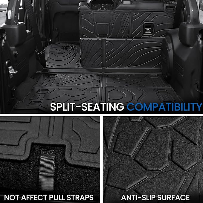 Cargo Mat Backrest Mats for Jeep Wrangler JL 2018-2025 2026 Unlimited 4-Door (Not fit JK/4XE/2-Door), All Weather TPE Cargo Liner Trunk Mat Accessories (Cargo Mat with Backrest Mat)