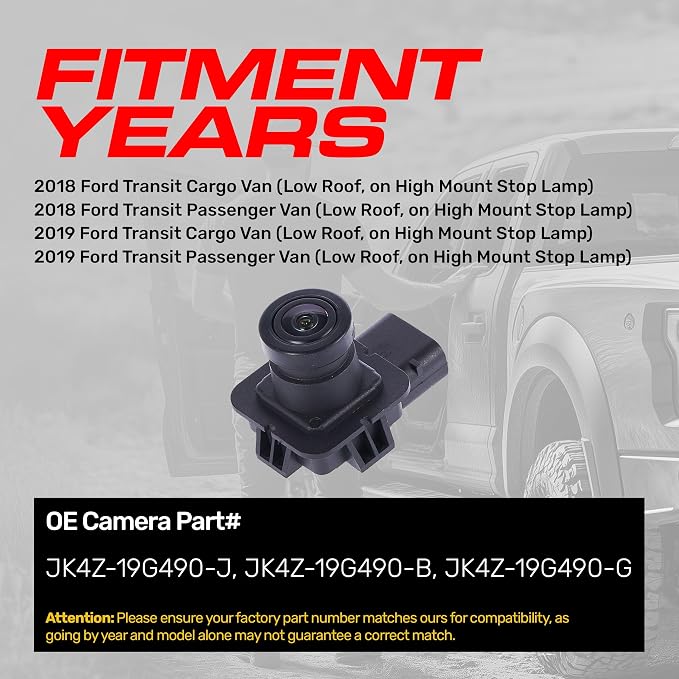 Master Tailgaters Replacement for Ford Transit Passenger/Cargo Van (2018-2019) Backup Camera OE Part # JK4Z-19G490-J, JK4Z-19G490-B, JK4Z-19G490-G