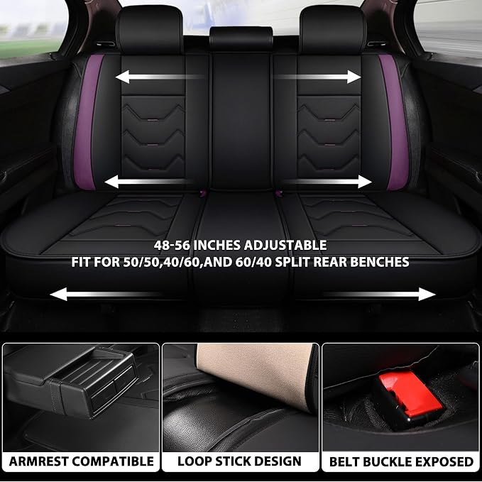 otoez Leather Seat Covers for Car Full Set, 5 Seat Car Seat Cover, Waterproof Automotive Seat Covers, Universal Seat Protector for Most Cars SedensTrucks SUVs (Dark Purple)