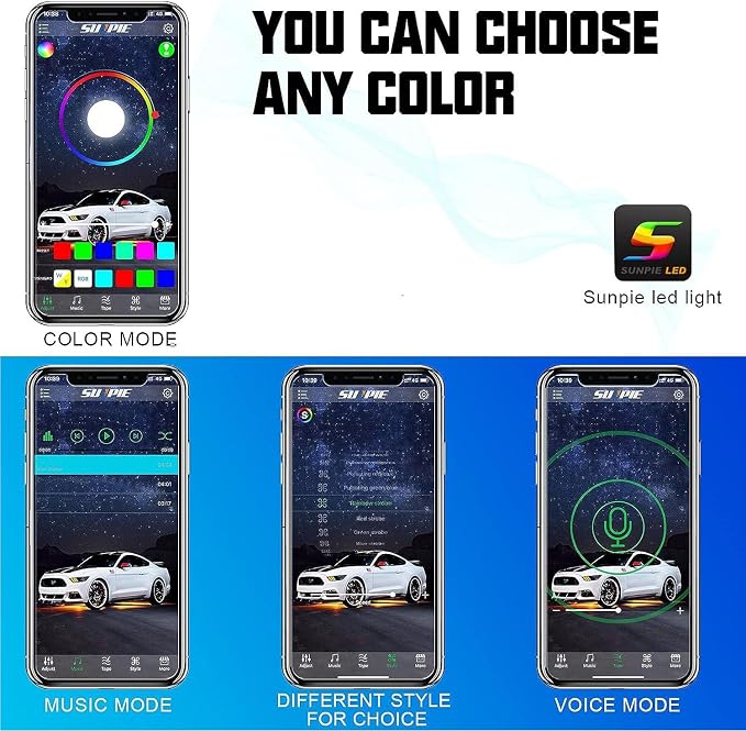 SUNPIE 16 Pods Upgraded 210 Degrees Wide Angle RGBW Rock Lights App/Control Voice Mode Music Mode Automatic Control Neon Light Kit Wheel Well Lights for Off Road Truck SUV ATV UTV Boats
