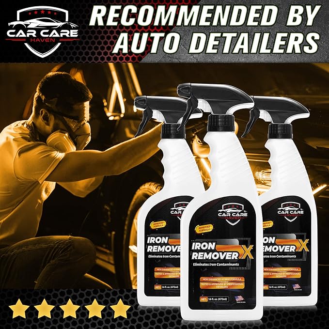 Car Care Iron Remover X, Car Detailing Iron Rust Remover-Wheel, Paint, Ceramic-Cleaner-Car Cleaner Exterior Care Products, Colorless Rim Cleaner, Decal Remover-Use before Clay Bar (16 fl Oz Spray)