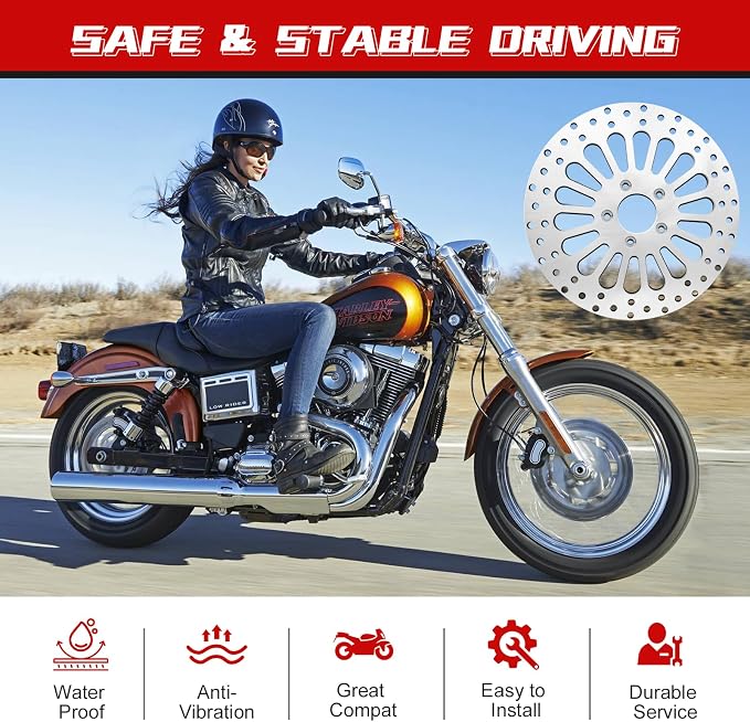 2 * 11.8''Harley front rotors Compatible with Harley Electra Glide/Road Glide/Road King/Street Glide/CVO Road Glide/CVO Limited FLHTKSE Brushed Finish Stainless Steel Disc Rotors