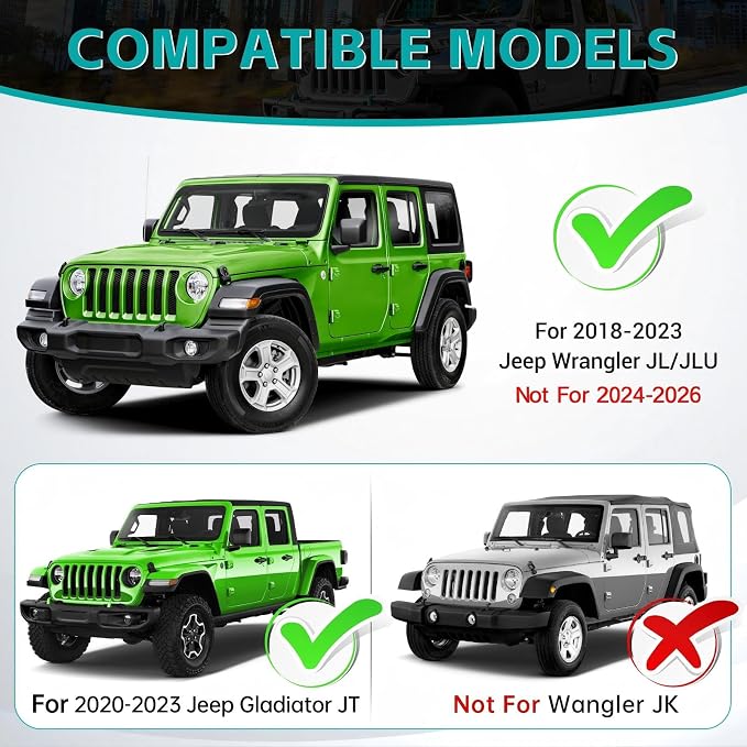 4PCS Center Console Organizer Combo Kit Compatible with 2018-2023 Jeep Wangler JL JLU 4xe Rubicon Sahara & Gladiator JT Accessories, Armrest Storage Box Set & Grab Bar Tray & Gear Shift Tray