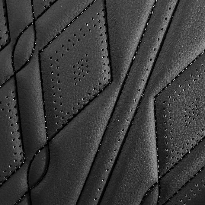 Huidasource Rear Seat Covers, Waterproof Universal Fit Rear Seat Covers for Split Bench, Faux Leather Seat Cushion Cover for Most Cars Sedan SUV Pickup Truck (Back Row/Pure Black)
