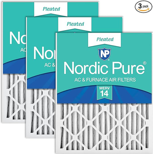 Nordic Pure 14x20x2 (Actual Size: 13 1/2 x 19 1/2 x 1 3/4) Pleated MERV 14 Air Filters 3 Pack
