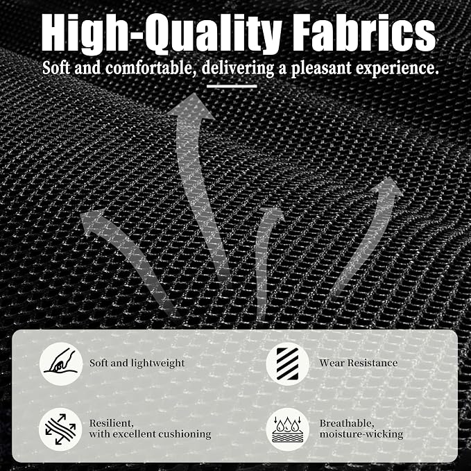 Truck Seat Covers for Ford F150 1987-1991 Front Bench Seat with Armrest and Molded Sandwich Composite Sponge Fabric - Black