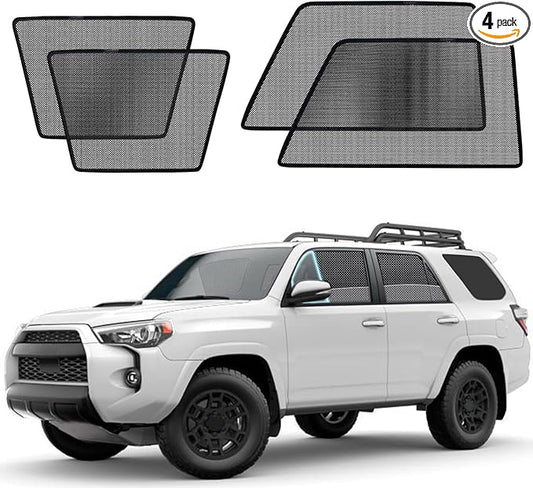 4Runner Specific Side Window Sun Shades, 2011-2023 Vehicle Interior Shade for Baby Mesh Covers, Breathable, UV Protection and Heat Insulation (4Runner(2011-2023), Front+Rear side-4pcs)