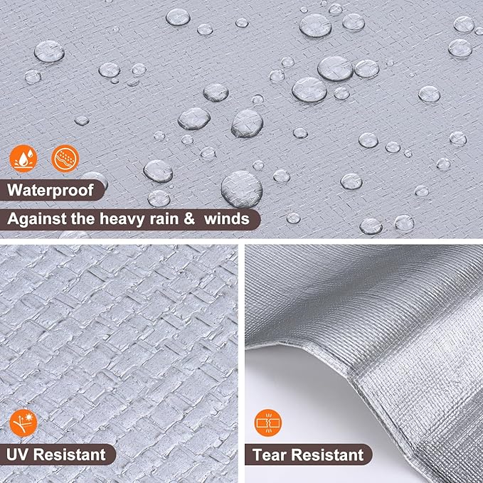 Tarp 8x10 Feet, 10 Mil Waterproof Tarps Heavy Duty with Grommets Every 23.6", Thick Plastic Tarp, UV Resistant Tear&Fade Resistant, Reinforced Edges for Outdoor Pool Camp Tent