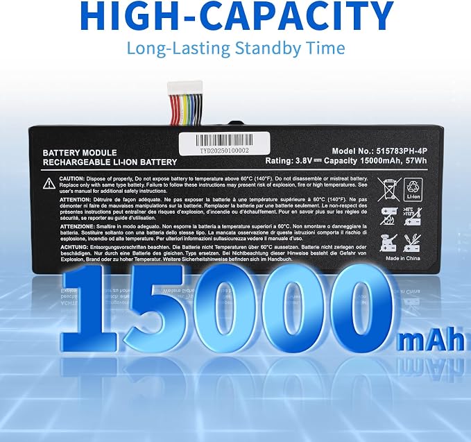 Replacement Battery for Autel MaxiCom MK908: 515783PH-4P for MaxiCOM MK908 MK908P MaxiSys Pro Elite Series Rechargeable Battery 15000mAh