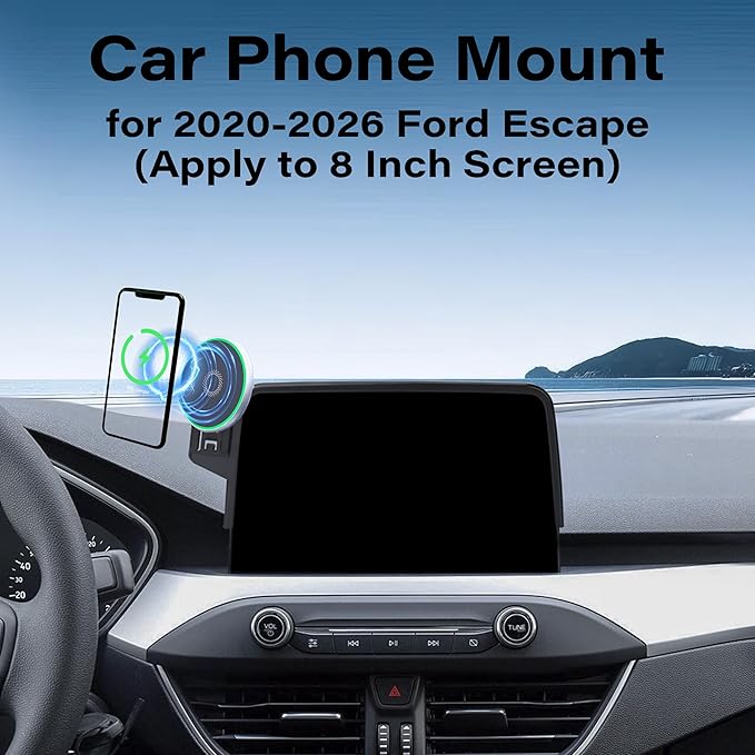 Car Phone Holder for 2020-2025 2026 Ford Escape Accessories Apply to 8 Inch Touch Screen 15W Fast Wireless Charger Screen Fixed Clip Cell Phone Mount Hands-Free 360 Degree Rotation ﻿