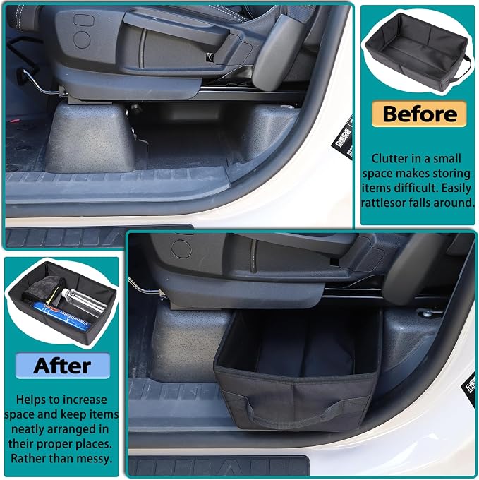 Car Front Under Seat Storage Organizer Compatible with Ineos Grenadier 2020-2026 Oxford Cloth Under Seat Storage Box Interior Accessories， Applicable to both left and right. (Black)