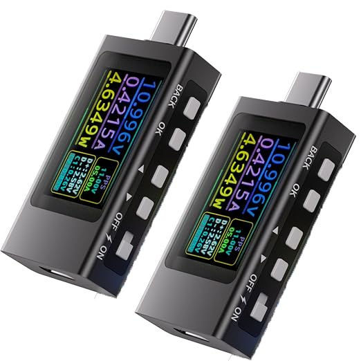 Diymore USB C Power Meter Tester,USB C Tester Digital Multimeter with LCD Display,Digital Voltmeter Type C Voltage and Current Tester Fast Charging PD3.1 Protocol Testing,240W/40V/12A Capacity 2PCS