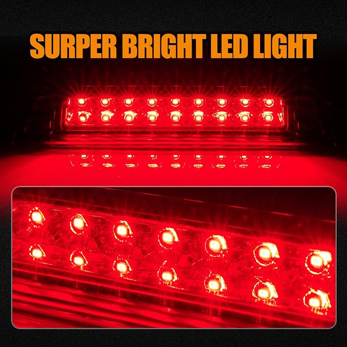 Third 3rd Brake Light LED for 2006-2014 Honda Ridgeline, High Mount Rear Brake Lights Assembly for 06-14 Ridgeline, Waterproof Center Cab Lamp Stop Light (RED)