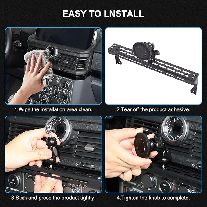 Compatible with INEOS Grenadier 2020-2024 Car Phone Mount and Walkie Talkie Mount Stand Set, Centre Console Multifunctional Track Mobile Phone Holder Expansion Platform (Style F)