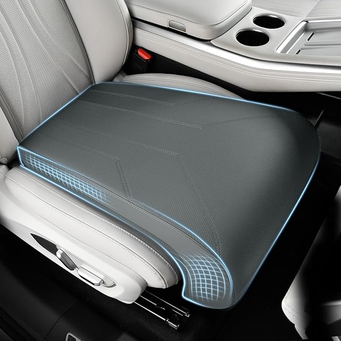FLORICH Car Seat Extender Leg Extender Support Cushion for Driver Seats Office Chair, Leather Carseat Leg Support for Long Drivers Universal Car Seat Cushion Legs Rest Pads-Grey