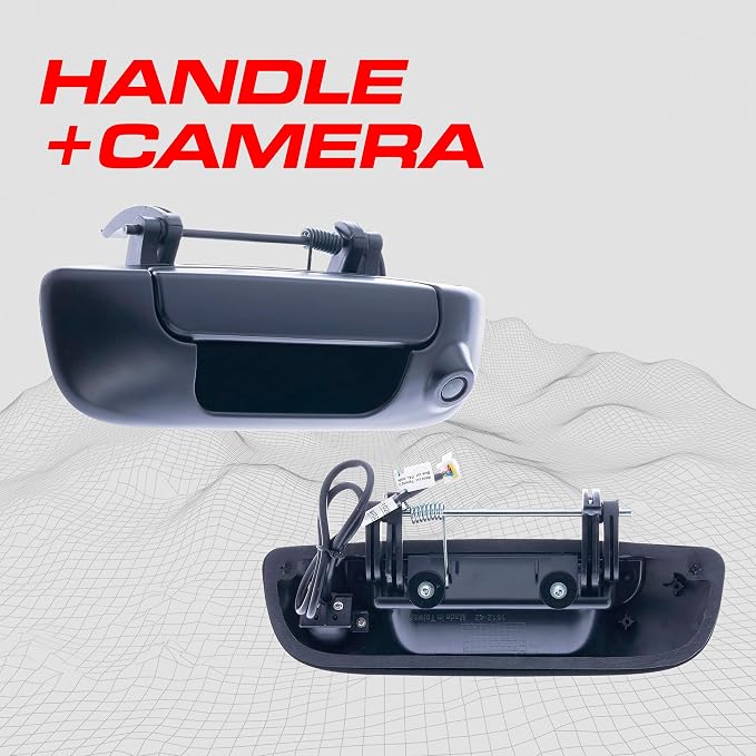 Master Tailgaters Black Tailgate Handle with Backup Camera Replacement for Dodge Ram 1500, 2500, 3500 (2002-2009) | IP68 Waterproof | Parking Grid Lines Available | Easy to Install