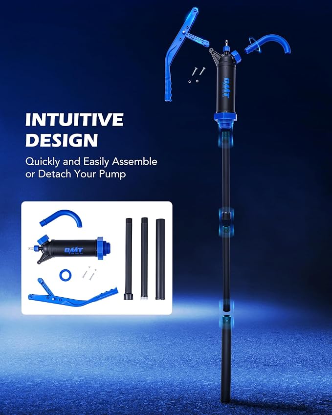 Orion Motor Tech 55 Gallon Drum Pump, Fits 5 to 55 Gallon Drums & Barrels, Lever Action Barrel Pump with 3 Section Suction Tube for Transfer of Chemicals, Acidic Solutions, Fuels, Water Based Fluids