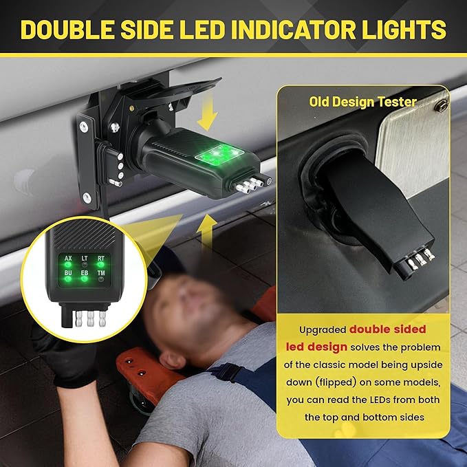 Oyviny 7 Pin Trailer Plug Tester & 4 Pin Trailer Tester with Double-Sided LED Indicators, Trailer Light Tester for Boat Trailer RV Truck Camper, Not Suitable for Vehicle with Lamp Out Sensor