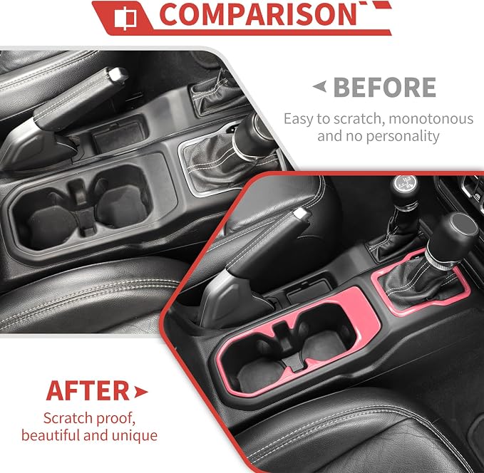 23pcs Full Set Interior Trim Kit for Jeep Wrangler JL JLU Gladiator JT 2018-2023 Steering Wheel Door Handle Air Conditioning Vent Cup Holder Reading Light Headlight Gear Cover, Pink