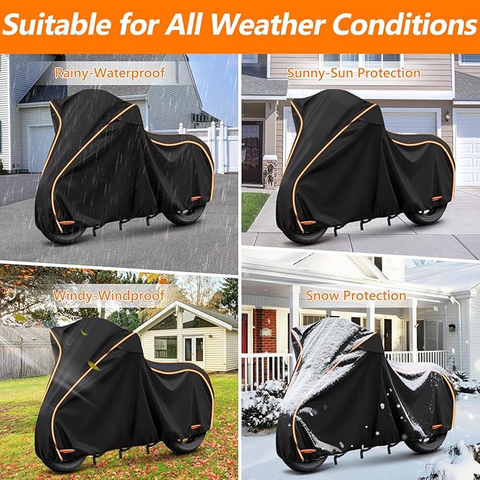 420D Waterproof Motorcycle Cover for Honda Africa Twin,CRF250f, CRF300l and NC750X/CB500X/XR150, Outdoor Bike Cover Windproof Heavy Duty Waterproof All Weather Protection