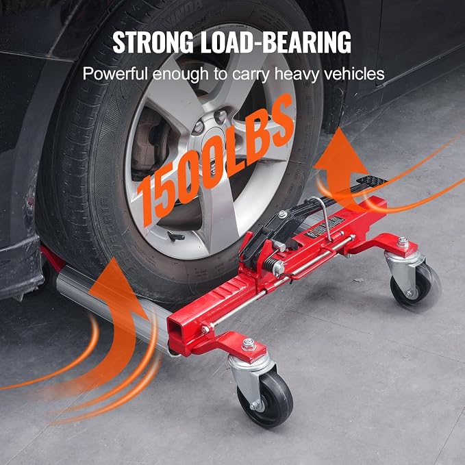VEVOR Wheel Dolly, Max Capacity 1500 Lbs Car Dolly, Car Jack Dolly Lifter with Wheels, Heavy Duty Vehicle Positioning Ratchet Tire Jack, for Vehicle Car Auto Repair Moving