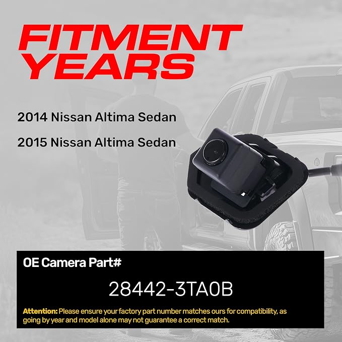 Master Tailgaters Replacement for Nissan Altima Sedan (2014-2015) Backup Camera OE Part # 28442-3TA0B