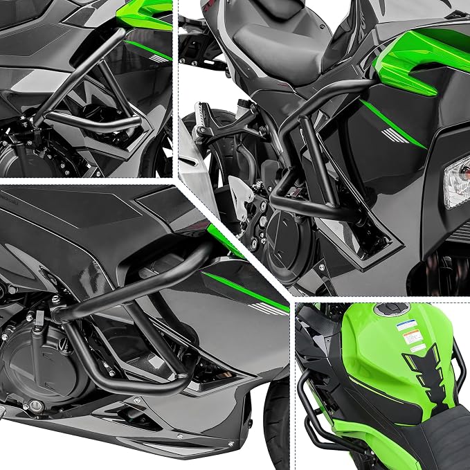 Highway Crash Bars Engine Guard Compatible with Ninja 500 2024-2025 Ninja400 2018-2025 Ninja250 2018-2021 Motorcycle Protection from Drops Accessories