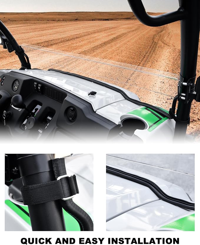 SAUTVS Clear Front Half Windshield for Kawasaki Mule SX 2017+, Lightly Dustproof Durable Poly Half Windscreen for Kawasaki Mule SX SE XC LE FE 2017-2026 Accessories