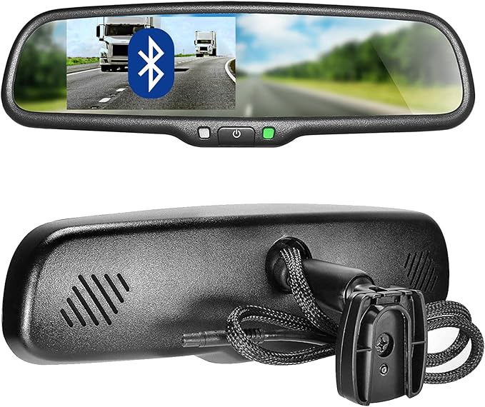 Master Tailgaters 10.5" OEM Rear View Mirror with 4.3" LCD Screen + Bluetooth Enabled | Rearview Universal Fit Mount | Auto Adjusting Brightness LCD | Anti Glare | Full Original Mirror Replacement