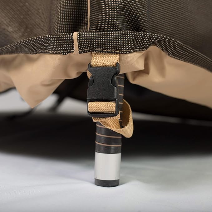 Budge P1A02BTNW3 StormBlock Hillside Patio Chair Cover Premium, Outdoor, Waterproof, Extra Small, Black and Tan Weave