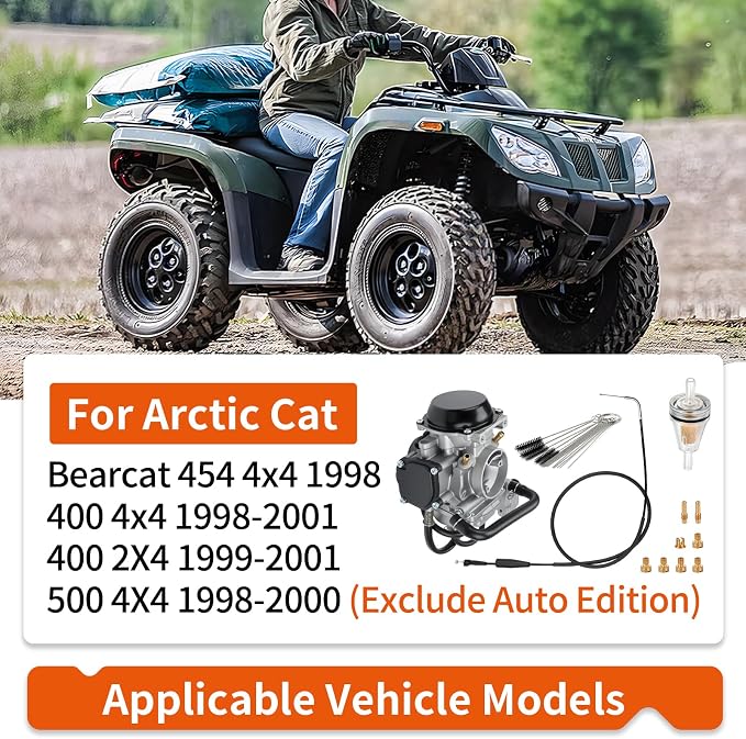 Carburetor Carb & Throttle Cable For Arctic Cat Bearcat 454 400 500 2X4 4x4 (Exclude 500 Auto Edition) 1998-2001 0470-362 0470-362