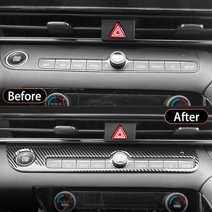 YOUTOOCAR Engine Start Stop Button Trim Cover ABS Interior Accessories Compatible with Hyundai Elantra N/N Line (CN7) 2021–2025 Accessories (Carbon Fiber Pattern)