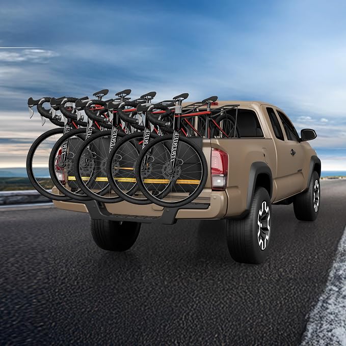 Marscamd Thick Tailgate Bike Pad for Mid-Size Pickup Trucks, 51" Wide Pad (Fits 51"- 55" Tailgate Width), Holds Up to 5 Bikes, Tailgate Protector Cover with Storage Pocket - Black
