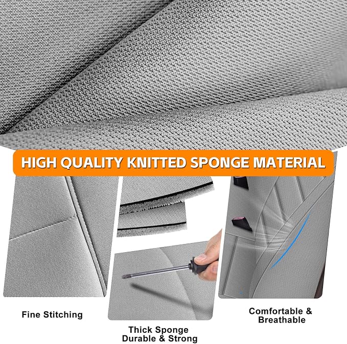Truck Seat Cover Compatible with 1995-2004 Toyota Tacoma Front Bench Seat with Molded Headrest and Small Notched Cushion, Knitted Fabric