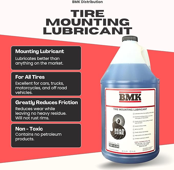Tire Mounting Lubricant (1 Gal.) with Applicator, Made in USA, Tire Bead Sealant for Tires and Wheels, Biodegradable, Universal for Cars, Trucks, Motorcycles