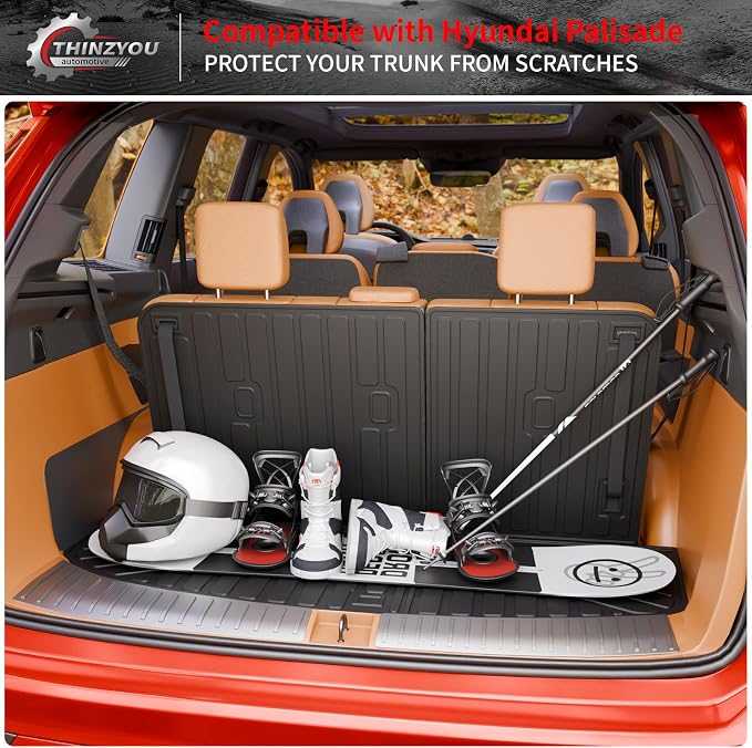 Trunk Mat Compatible with 2026 Hyundai Palisade Gas Cargo Liner Cargo Mat TPE All Weather Back Seat Cover Protector Trunk Liner Palisade Accessories (Trunk Mat with Backrest Mat)