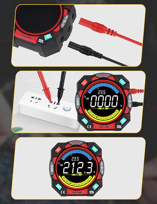 Portable Digital Multimeter Tester 6000 Counts VA Display Auto-Ranging Multifunction Voltage Current Meter Measures AC/DC Volt/Current, Resistance, Capacitance, Temperature,Live Wire Detector
