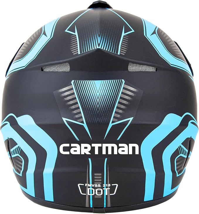 CARTMAN Adult Dirt Bike Helmets Motocross ATV Dirtbike Offroad Full Face Motorcycle Helmet, DOT Approved Matte Black and Blue