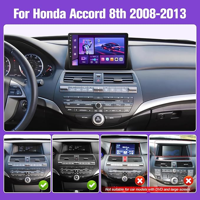 Leadfan Car Stereo Radio for Honda Accord 2008 2009 2010 2011 2012 2013 with Carplay Android Auto, 10.1 Inch Screen for Honda Accord Car Play with GPS Navigation SWC FM Bluetooth Backup Camera