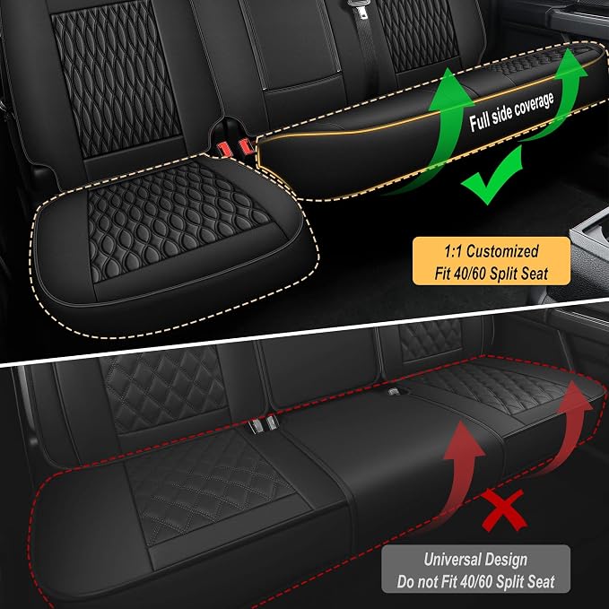 for Ford 2025 2026 F150 Seat Covers 2009-2026 F250 F350 F450 2017-2026 | Premium Handmade Leather Waterproof Fits Not Only SuperCrew Lightning King Ranch Platinum Tremor SVT Raptor